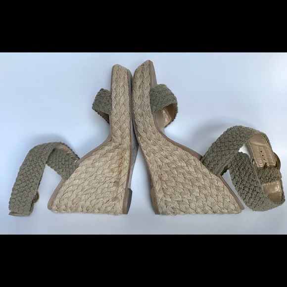 💥SOLD OUT💥Stuart Weitzman Alex Crochet Ankle Wrap espadrille sandal,10, khaki. - Picture 5 of 9